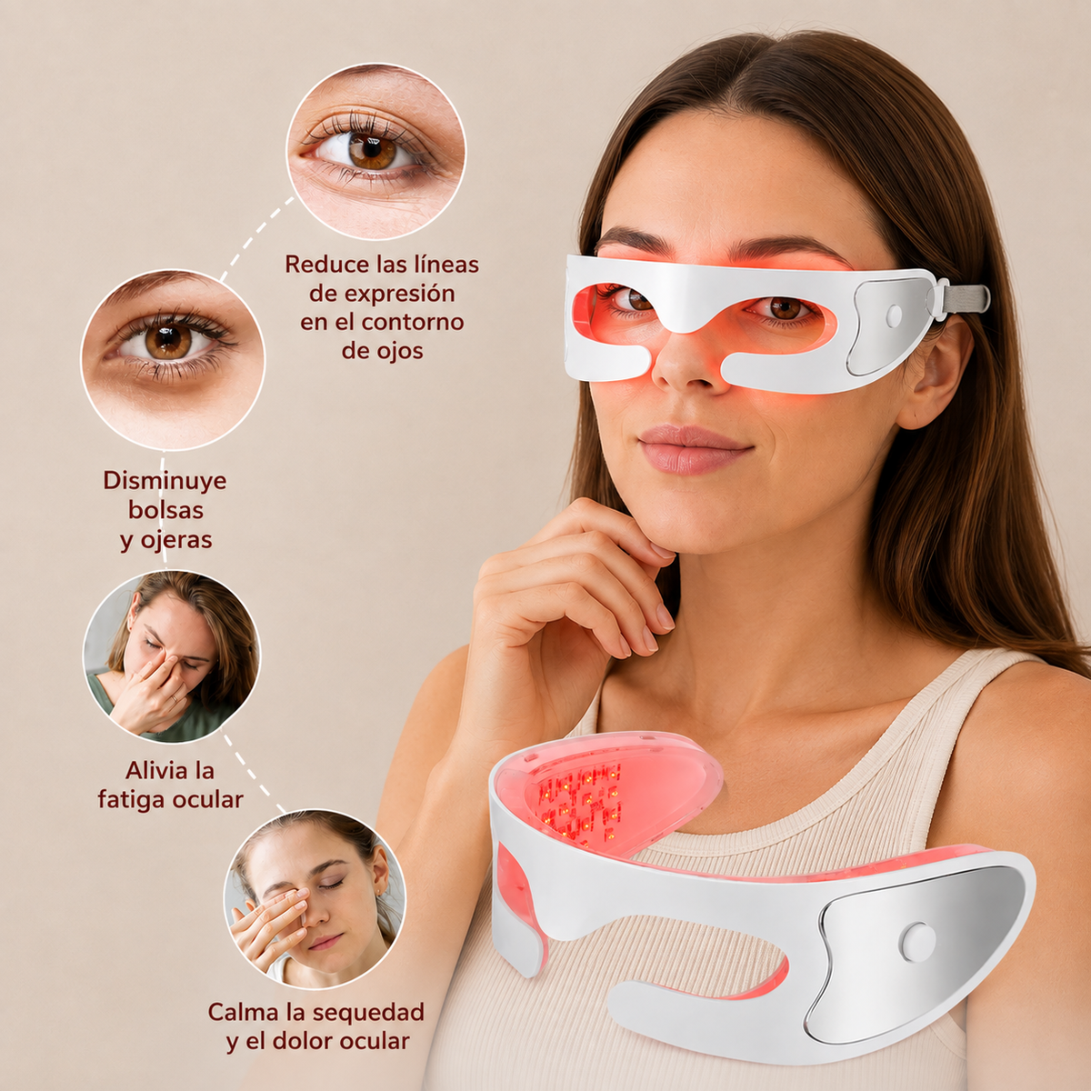 Masajeador Ocular Eléctrico Relax+ | Luz Roja + Microvibración