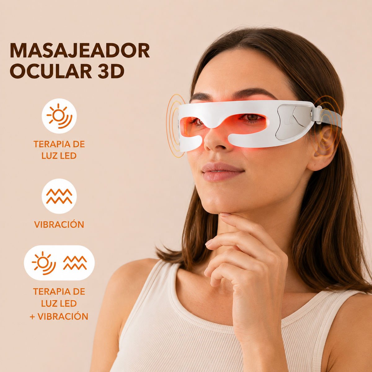 Masajeador Ocular Eléctrico Relax+ | Luz Roja + Microvibración