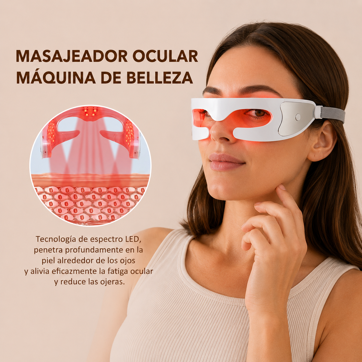 Masajeador Ocular Eléctrico Relax+ | Luz Roja + Microvibración